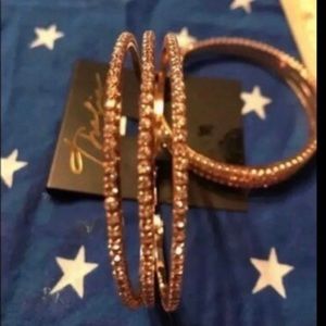 NEW!!! Thalia Sodi Rhinestone Gold Triple Hoop Earrings